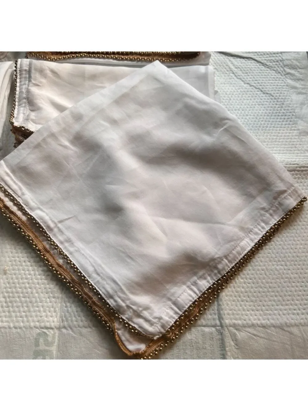Artistic Accents Cotton Napkins w Gold Metal Trim Set of 4 19x20